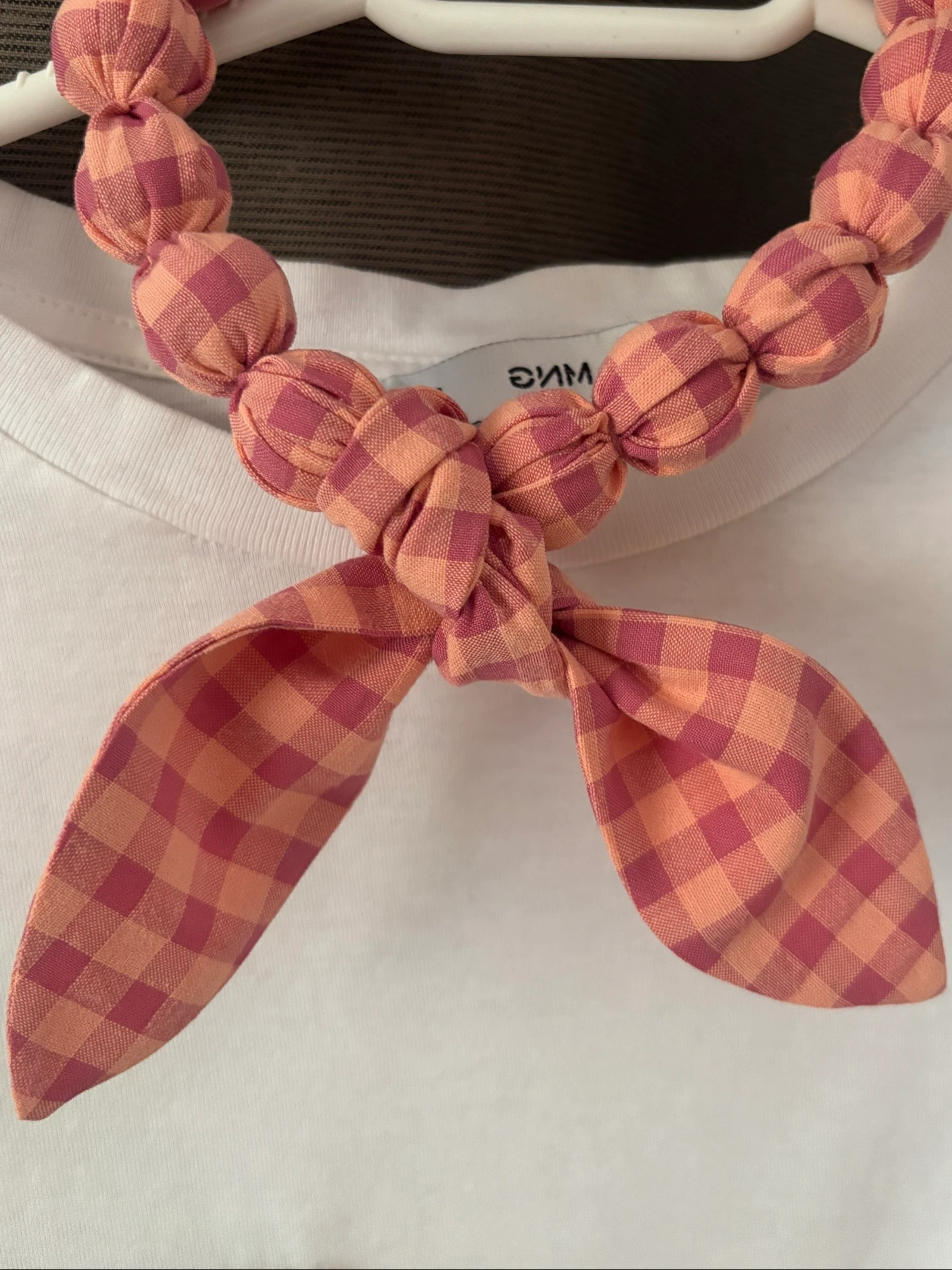 Collar textil cuadros minivichy elegante